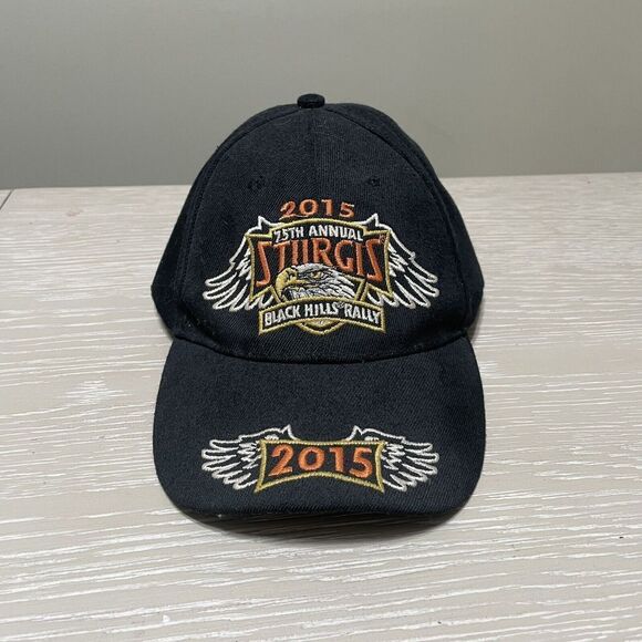 Sturgis Bike Rally Hat Black Hills Cap 2015 75th Annual Embroidered Brim OSFA - Picture 1 of 11
